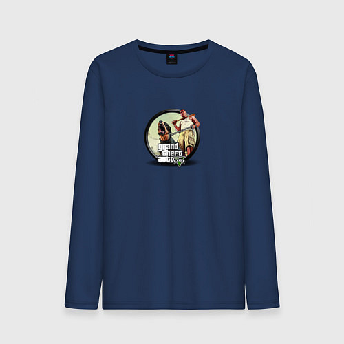 Мужской лонгслив Grand Theft Auto V logotype / Тёмно-синий – фото 1