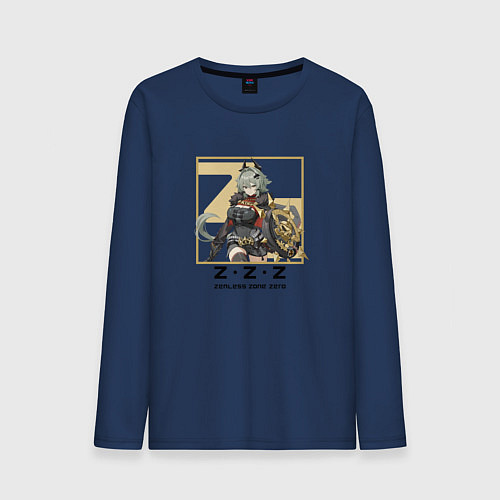 Мужской лонгслив Цезарь - Zenless Zone Zero / Тёмно-синий – фото 1