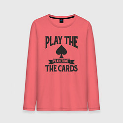 Лонгслив хлопковый мужской Играй с игроком а не с картами, цвет: коралловый