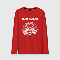 Лонгслив хлопковый мужской Iron Maiden rock dog, цвет: красный