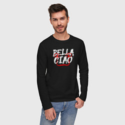 Лонгслив хлопковый мужской Bella ciao face, цвет: черный — фото 2