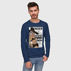 Лонгслив хлопковый мужской Frieren She Slayer, цвет: тёмно-синий — фото 2
