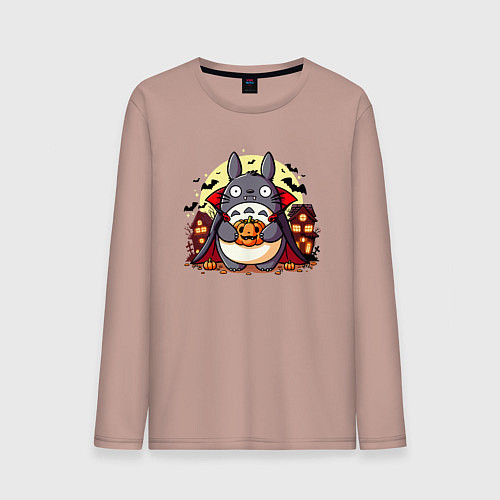 Мужской лонгслив Вампир Тоторо - хэллоуин / Пыльно-розовый – фото 1