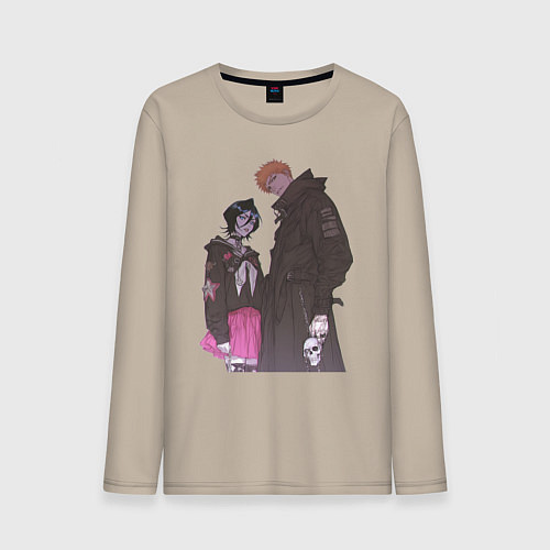 Мужской лонгслив Блич Ичиго Куросаки Рукия Кучики / Миндальный – фото 1