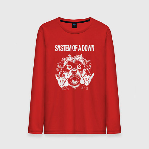 Мужской лонгслив System of a Down rock dog / Красный – фото 1