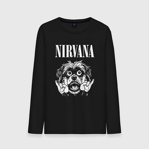 Мужской лонгслив Nirvana rock dog / Черный – фото 1