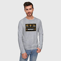 Лонгслив хлопковый мужской Еда сон игра, цвет: меланж — фото 2