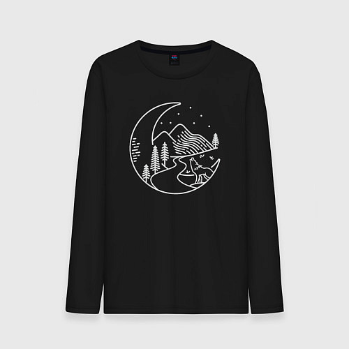 Мужской лонгслив Ночной волк / Черный – фото 1
