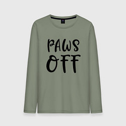 Лонгслив хлопковый мужской Лапы прочь - предупреждение, цвет: авокадо