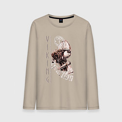 Лонгслив хлопковый мужской Викинг - реакция ярость, цвет: миндальный
