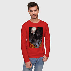 Лонгслив хлопковый мужской Дандадан: Кэн Такакура, цвет: красный — фото 2