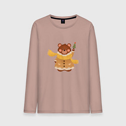 Лонгслив хлопковый мужской Маленький медведик, цвет: пыльно-розовый