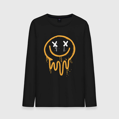 Мужской лонгслив Funny smiling / Черный – фото 1