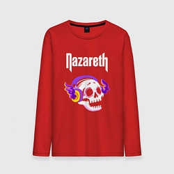 Лонгслив хлопковый мужской Nazareth - неоновый череп, цвет: красный