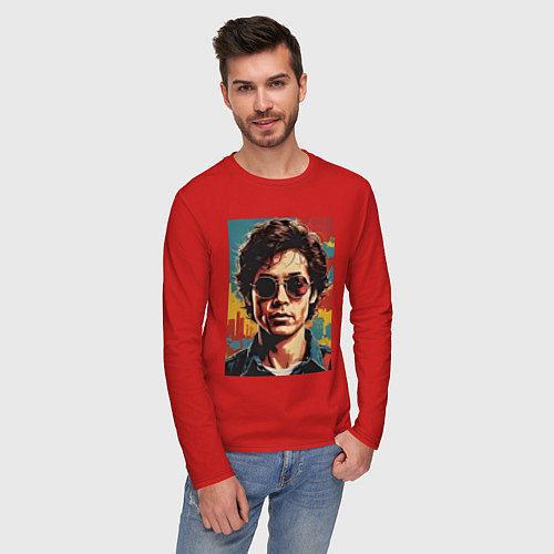 Мужской лонгслив Ретро портрет / Красный – фото 3