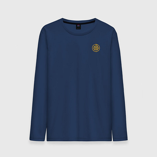 Мужской лонгслив Мы русские с нами Бог малый КЦК желтый / Тёмно-синий – фото 1