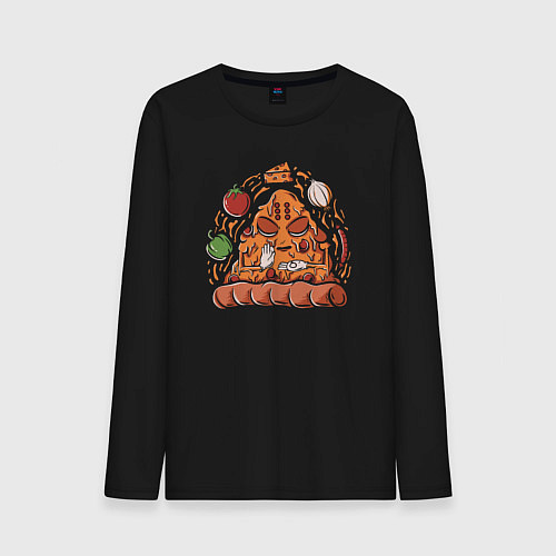 Мужской лонгслив Pizza namaste / Черный – фото 1