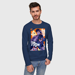 Лонгслив хлопковый мужской Аясэ Кэн Такакура, цвет: тёмно-синий — фото 2