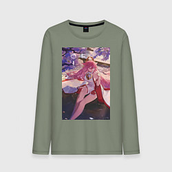 Лонгслив хлопковый мужской Геншин Яэ Мико Гудзи, цвет: авокадо
