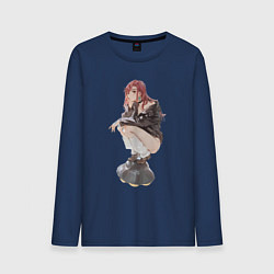 Лонгслив хлопковый мужской Момо Аясэ НЛО, цвет: тёмно-синий