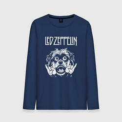 Лонгслив хлопковый мужской Led Zeppelin rock dog, цвет: тёмно-синий