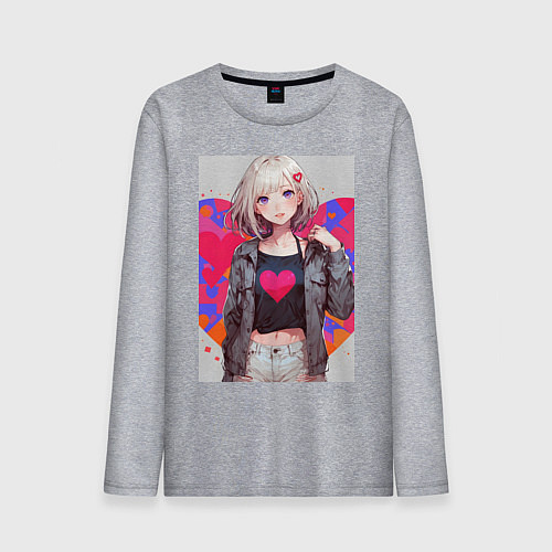 Мужской лонгслив Аниме девочка сердце / Меланж – фото 1