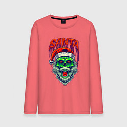 Лонгслив хлопковый мужской Dead zombie Santa, цвет: коралловый