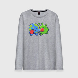 Лонгслив хлопковый мужской Удар по вирусу, цвет: меланж