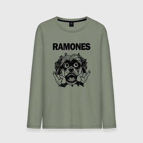 Мужской лонгслив Ramones - rock dog / Авокадо – фото 1