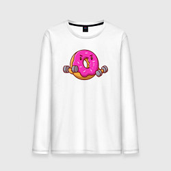 Лонгслив хлопковый мужской Спортивный пончик, цвет: белый