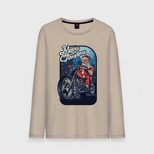 Мужской лонгслив Santa Biker / Миндальный – фото 1