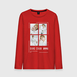 Лонгслив хлопковый мужской Bang chan stray kids cute, цвет: красный