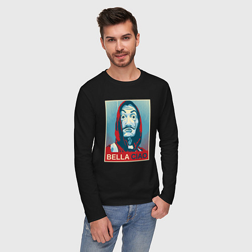 Мужской лонгслив Белла - чао / Черный – фото 3