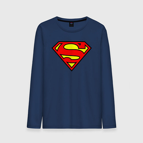 Мужской лонгслив Superman logo / Тёмно-синий – фото 1