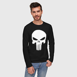 Лонгслив хлопковый мужской Punisher logo, цвет: черный — фото 2