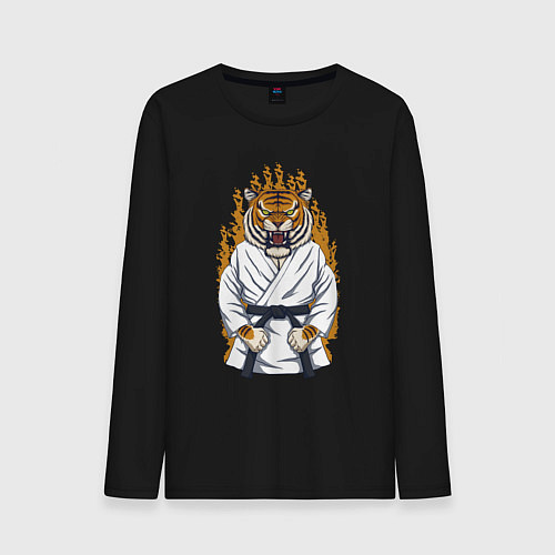 Мужской лонгслив Карате тигр / Черный – фото 1