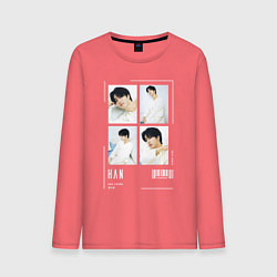 Лонгслив хлопковый мужской Han stray kids cute, цвет: коралловый