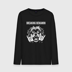Лонгслив хлопковый мужской Breaking Benjamin rock dog, цвет: черный