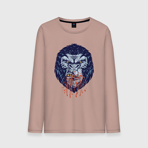 Мужской лонгслив Кровожадная горилла / Пыльно-розовый – фото 1