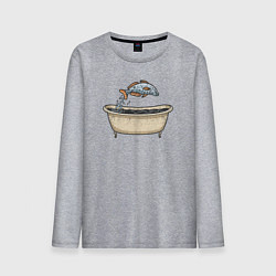 Лонгслив хлопковый мужской Рыбка в ванне, цвет: меланж