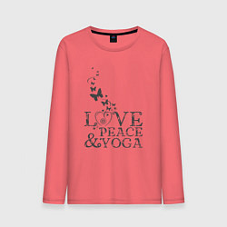 Лонгслив хлопковый мужской Love peace yoga, цвет: коралловый