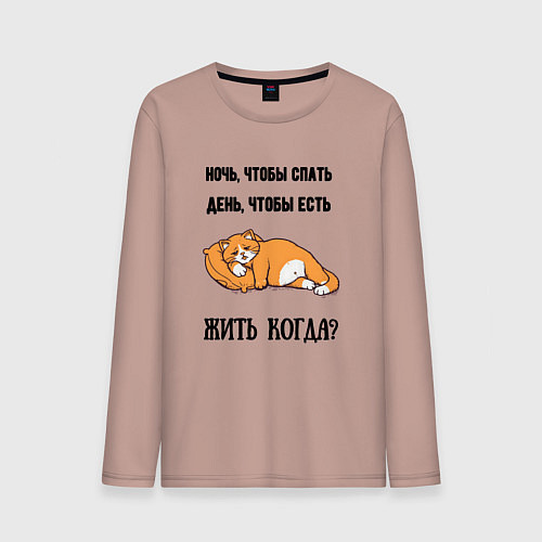 Мужской лонгслив Когда жить / Пыльно-розовый – фото 1