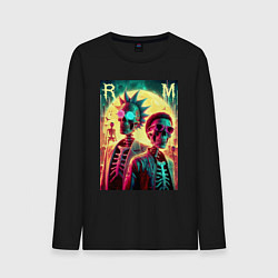 Лонгслив хлопковый мужской Rick and Morty cool skeletons, цвет: черный