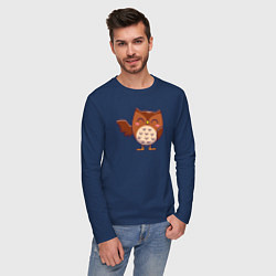 Лонгслив хлопковый мужской Привет от совы, цвет: тёмно-синий — фото 2