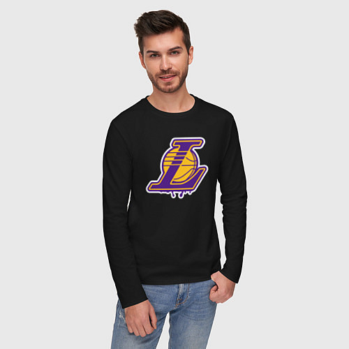 Мужской лонгслив Lakers team / Черный – фото 3