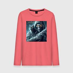 Лонгслив хлопковый мужской Cyber death - ai art fantasy, цвет: коралловый