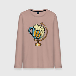 Лонгслив хлопковый мужской Пивной глобус, цвет: пыльно-розовый