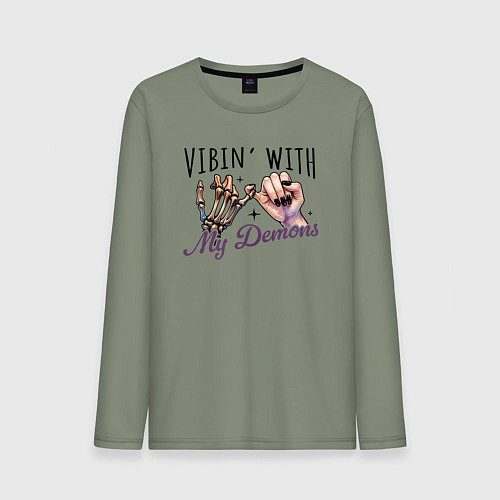 Мужской лонгслив Vibing with demons / Авокадо – фото 1