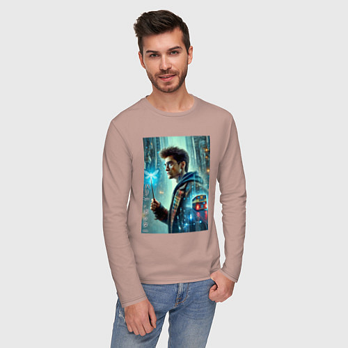 Мужской лонгслив Harry Potter - urban style / Пыльно-розовый – фото 3