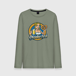 Лонгслив хлопковый мужской Oktoberfest, цвет: авокадо